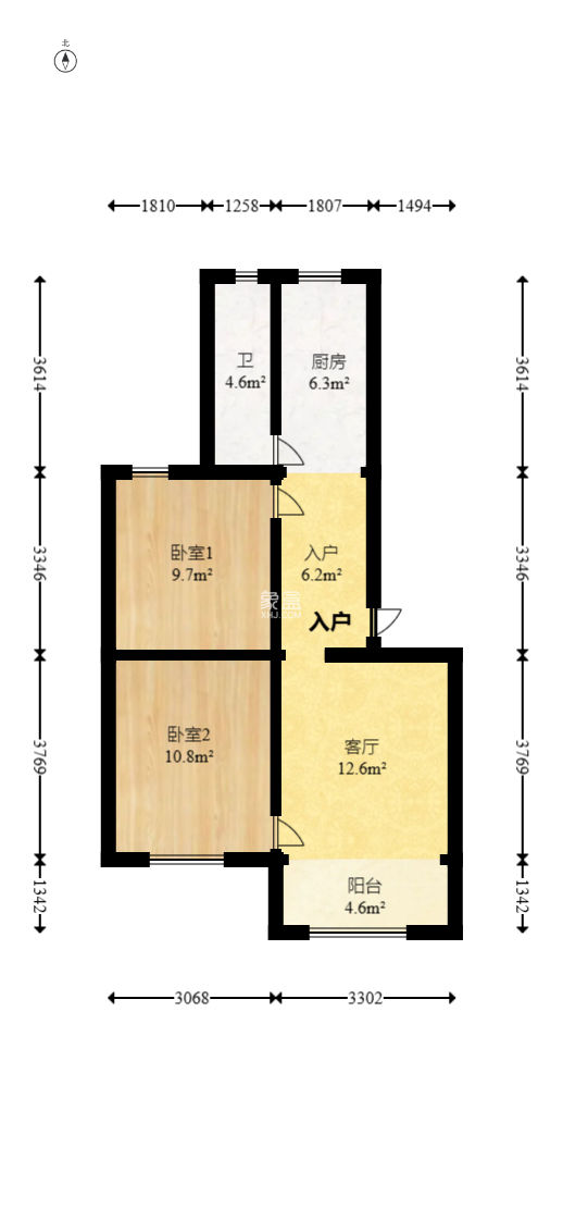 狮子山一片  2室2厅1卫   44.80万