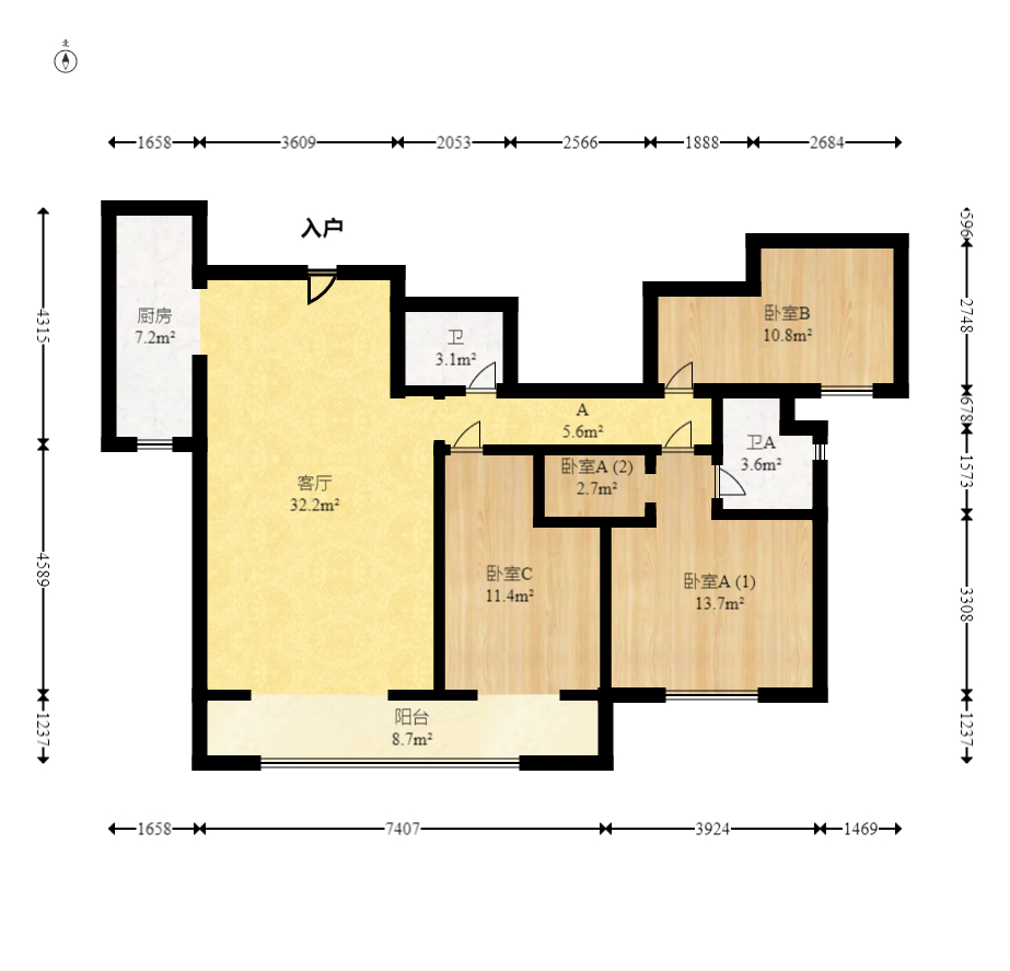 梅溪湖金茂湾 3室2厅2卫 160.0万 梅溪湖金茂湾 3室2厅2卫 160.0万户型图