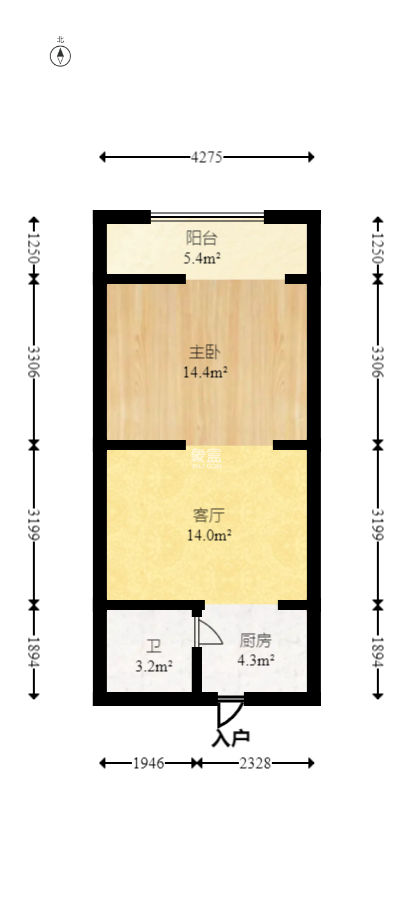 七彩丽都  1室1厅1卫   45.00万
