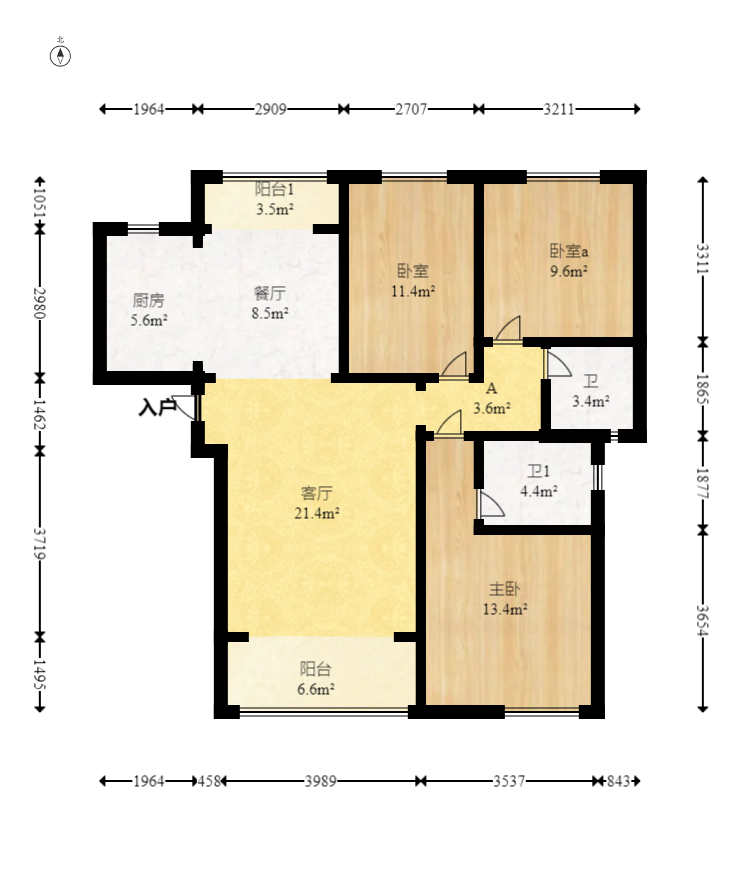 星雅美辰 3室2厅2卫 100.0万 星雅美辰 3室2厅2卫 100.0万户型图