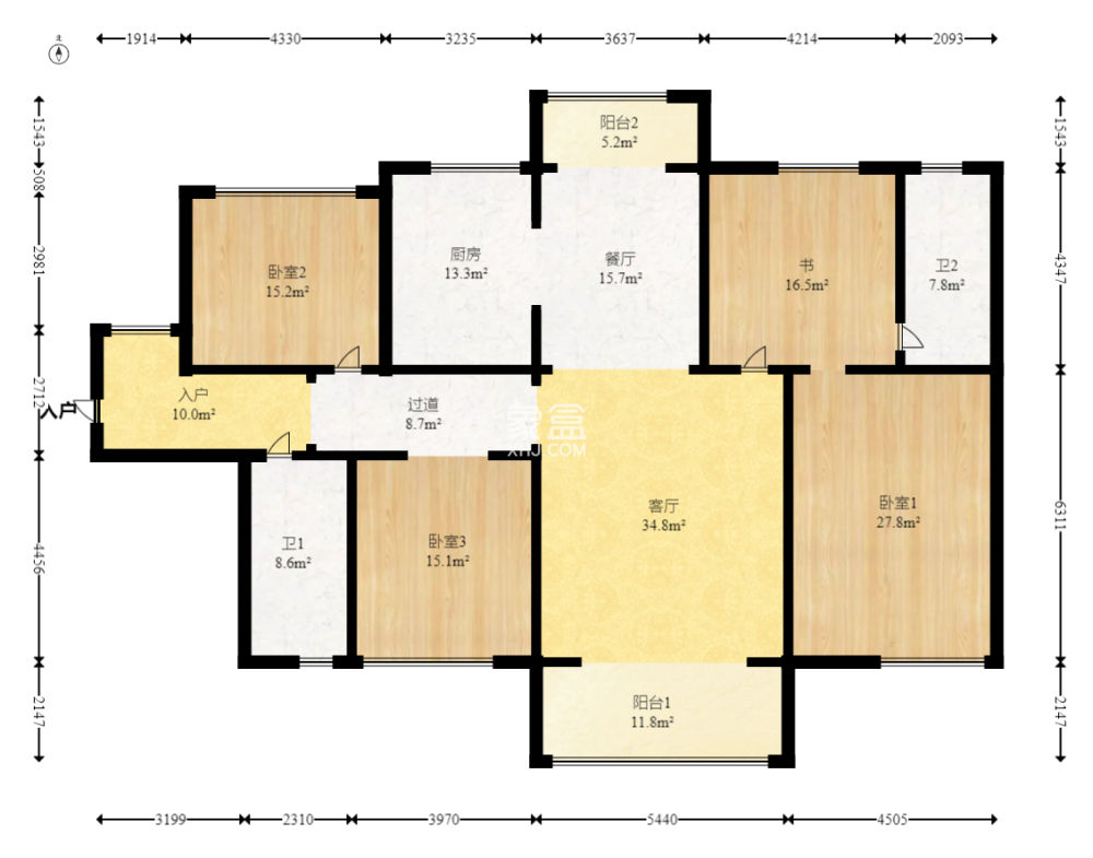 三润城（三润星城）  4室2厅2卫    115.0万