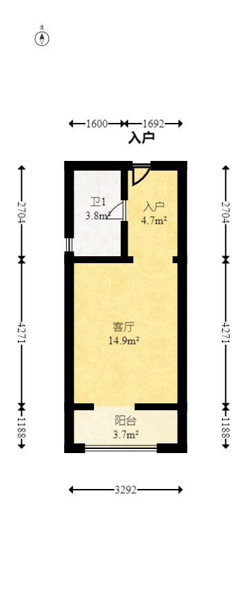 明昇壹城(明昇时代广场)二期 1室1厅1卫 38.8万 明昇壹城(明昇时代广场)二期 1室1厅1卫 38.8万户型图