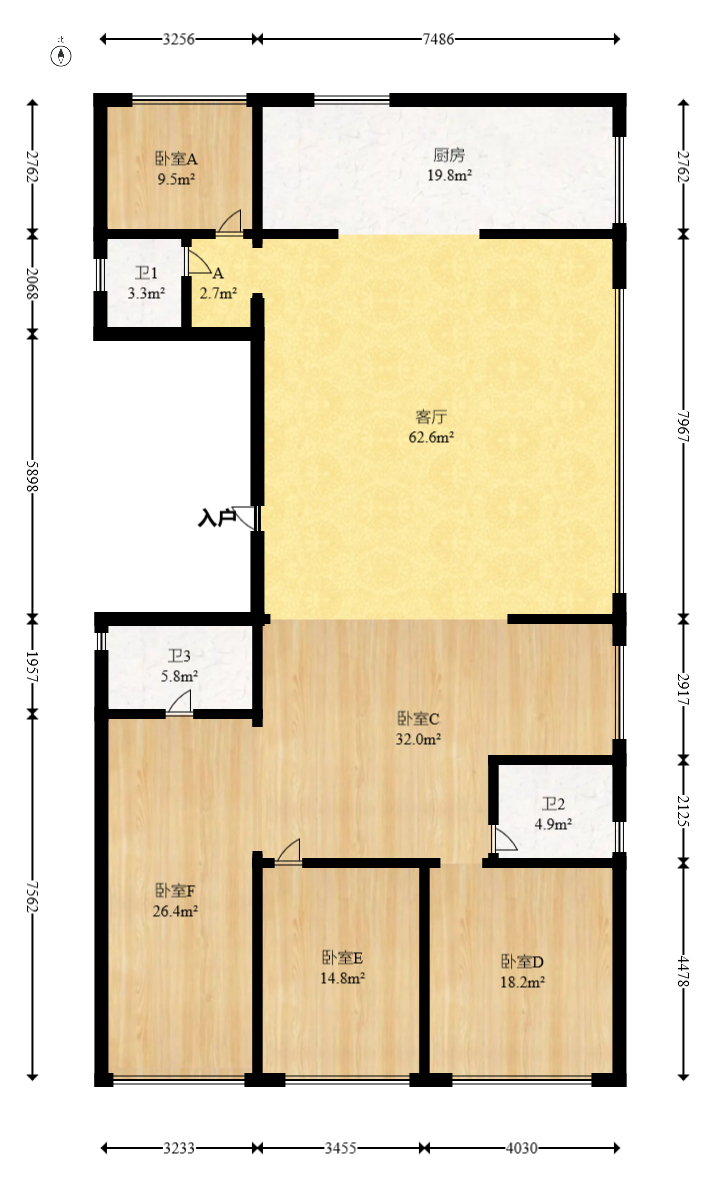 建投象山国际  5室2厅3卫    235.0万室内图1