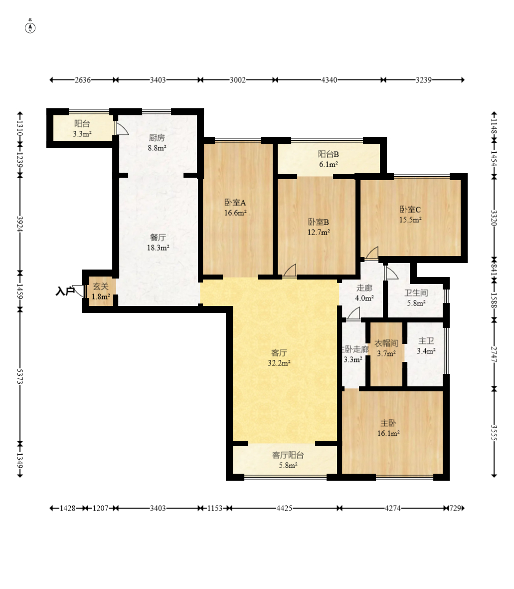 大唐印象一期云海湾 4室2厅2卫 170.0万 大唐印象一期云海湾 4室2厅2卫 170.0万户型图