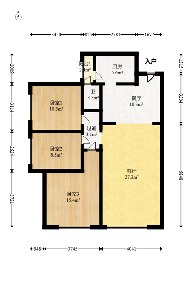 润和又一城 3室2厅1卫 78.0万 润和又一城 3室2厅1卫 78.0万户型图