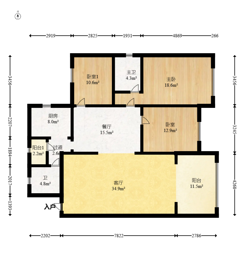王府花园  3室2厅1卫   142.50万室内图1
