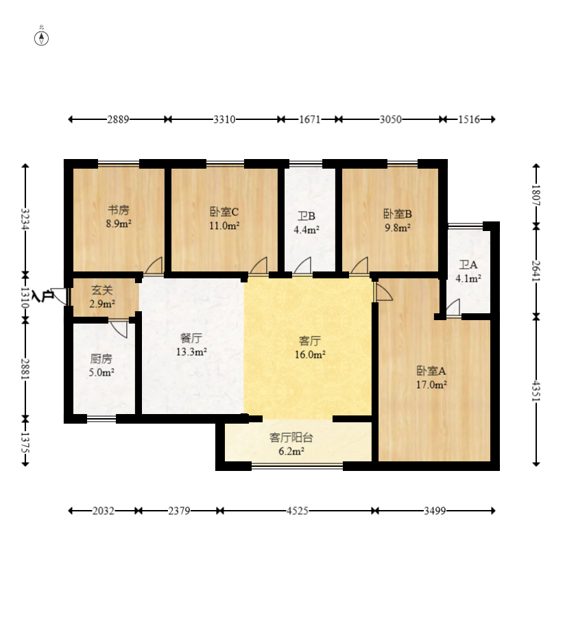 钰龙天下二期（钰龙佳园）  3室2厅2卫   279.60万室内图1