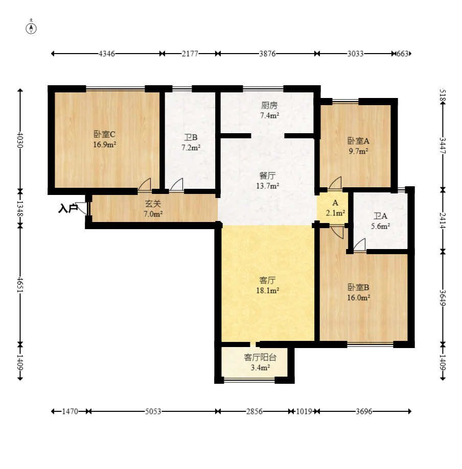 钰龙天下二期（钰龙佳园）  3室2厅2卫   213.00万室内图1