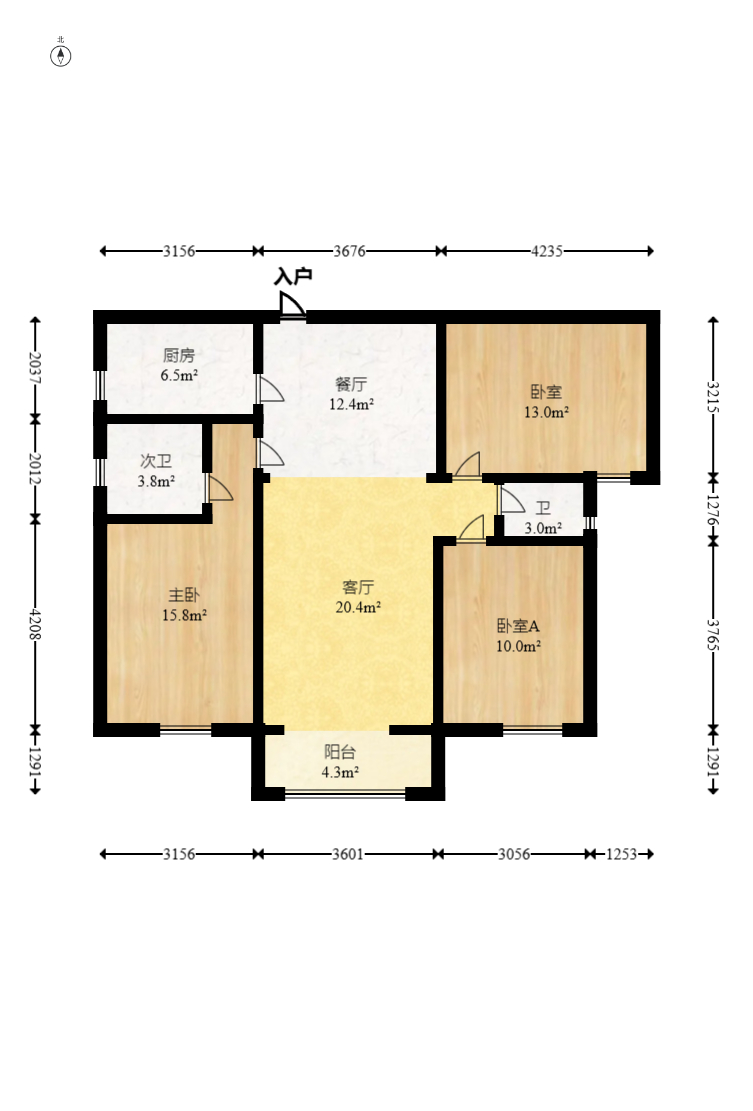 时代星城  3室2厅2卫   58.00万室内图1