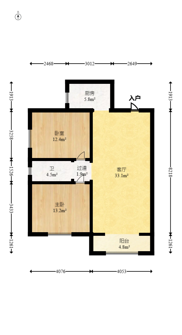 时代星城 2室2厅1卫 45.0万 时代星城 2室2厅1卫 45.0万户型图