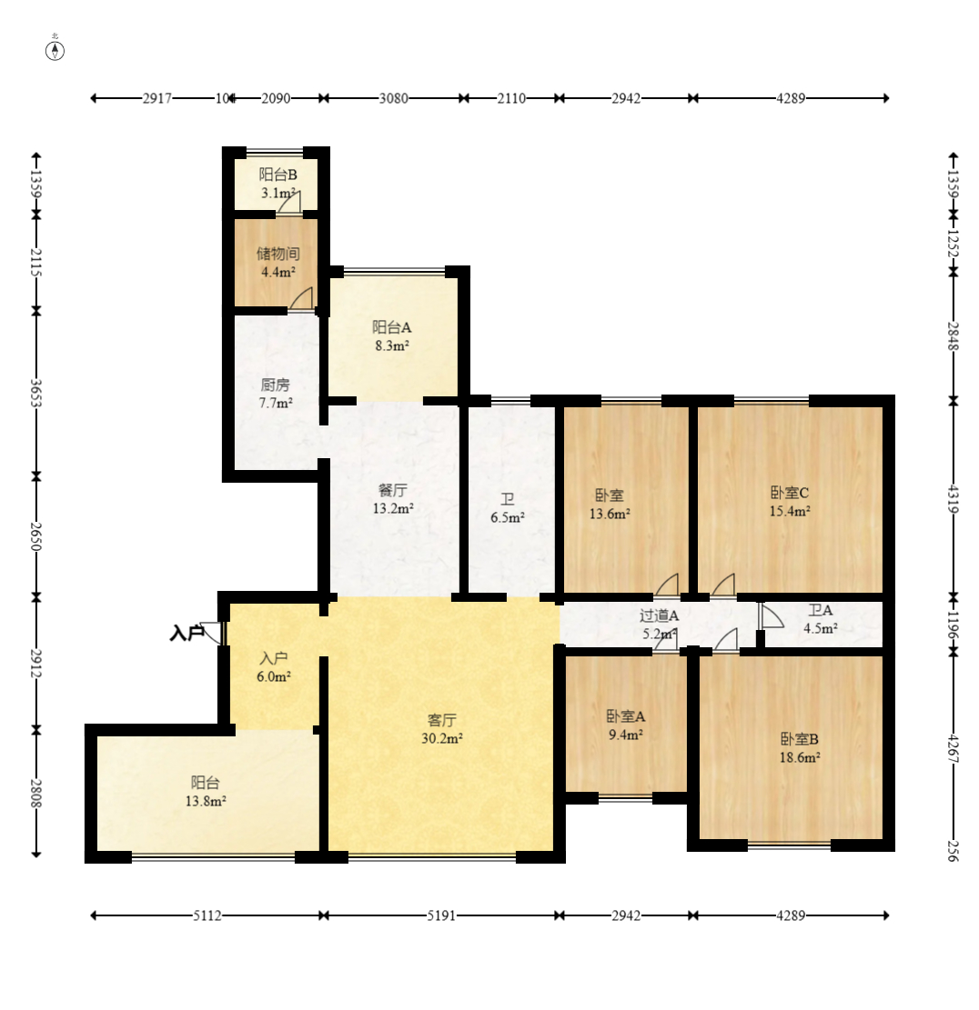 星电恬园 4室2厅2卫 102.8万 星电恬园 4室2厅2卫 102.8万户型图