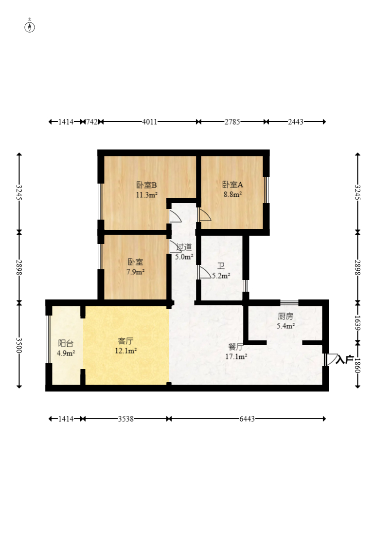 金地艺境 3室2厅2卫 43.8万 金地艺境 3室2厅2卫 43.8万户型图