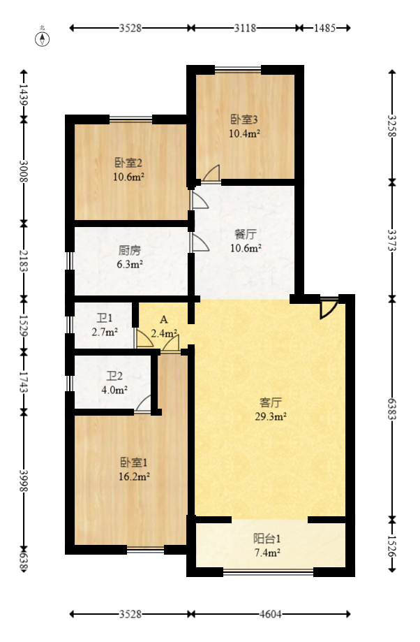 新桥小区  3室2厅2卫   65.00万室内图1