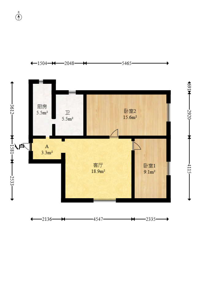 长沙卷烟厂高层小区  2室2厅1卫   65.00万室内图1