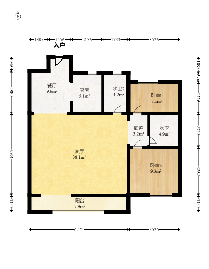 建发央著  3室2厅2卫   152.00万室内图1