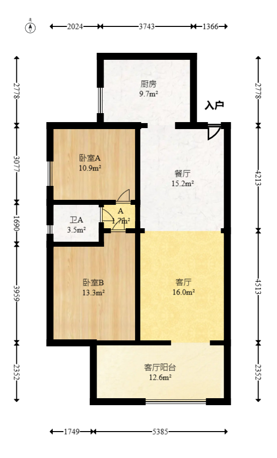 钰龙天下二期（钰龙佳园）  2室2厅1卫   218.80万室内图1