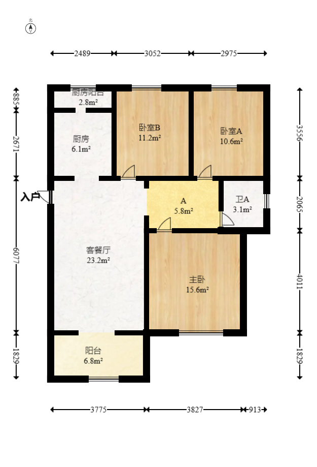 世茂铂翠湾二期  3室2厅1卫   138.00万室内图1