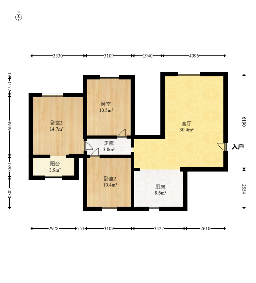 博雅湘水湾 3室1厅1卫 45.0万 博雅湘水湾 3室1厅1卫 45.0万户型图