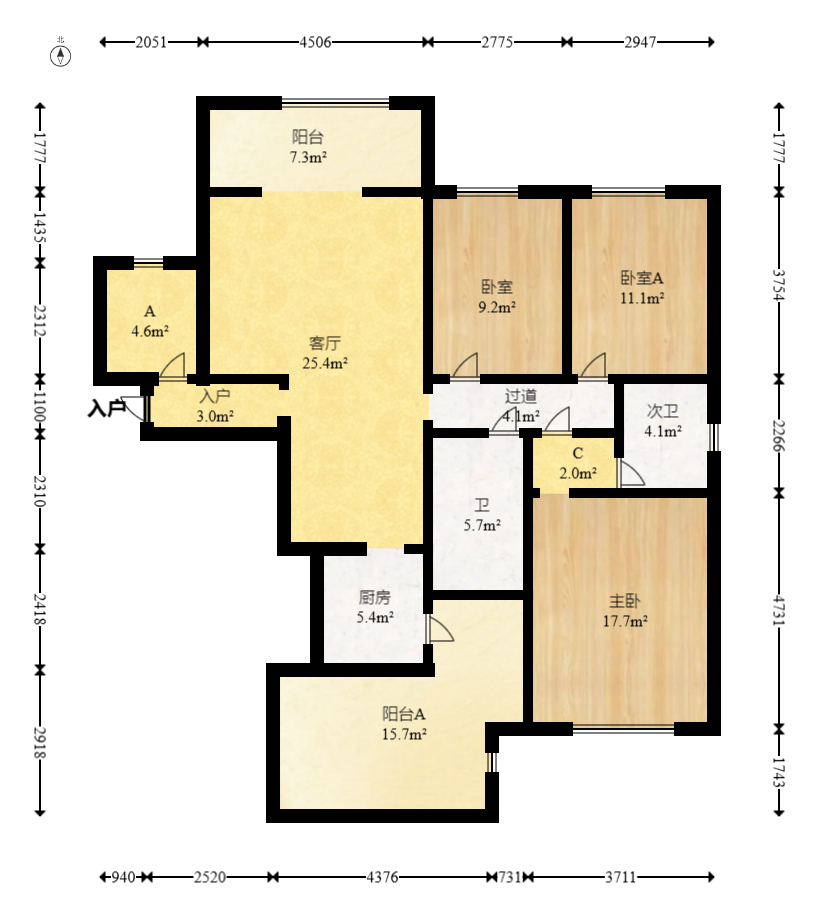 长龙湾 4室2厅2卫 74.5万 长龙湾 4室2厅2卫 74.5万户型图