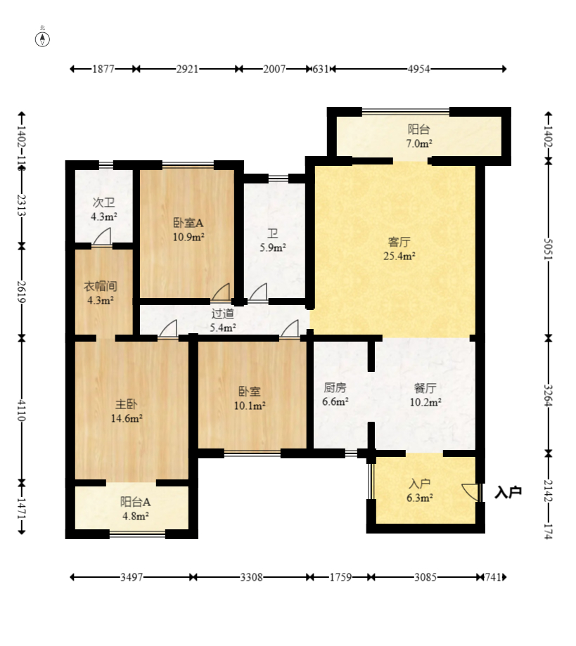 好望谷 3室2厅2卫 72.0万 好望谷 3室2厅2卫 72.0万户型图