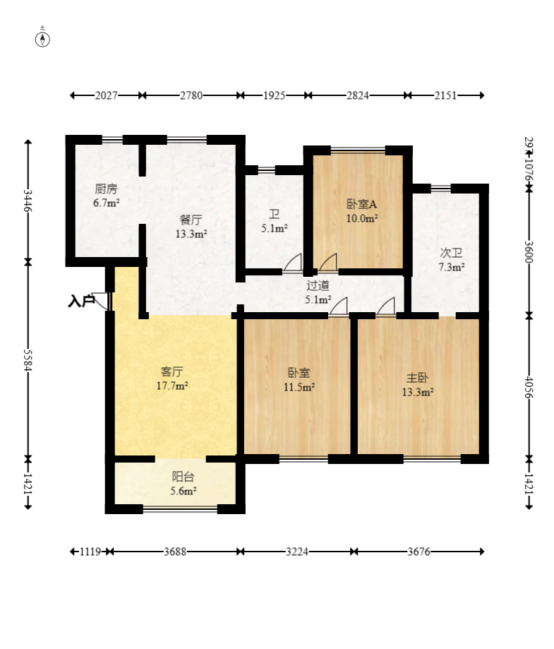 金地艺境 3室2厅2卫 72.8万 金地艺境 3室2厅2卫 72.8万户型图