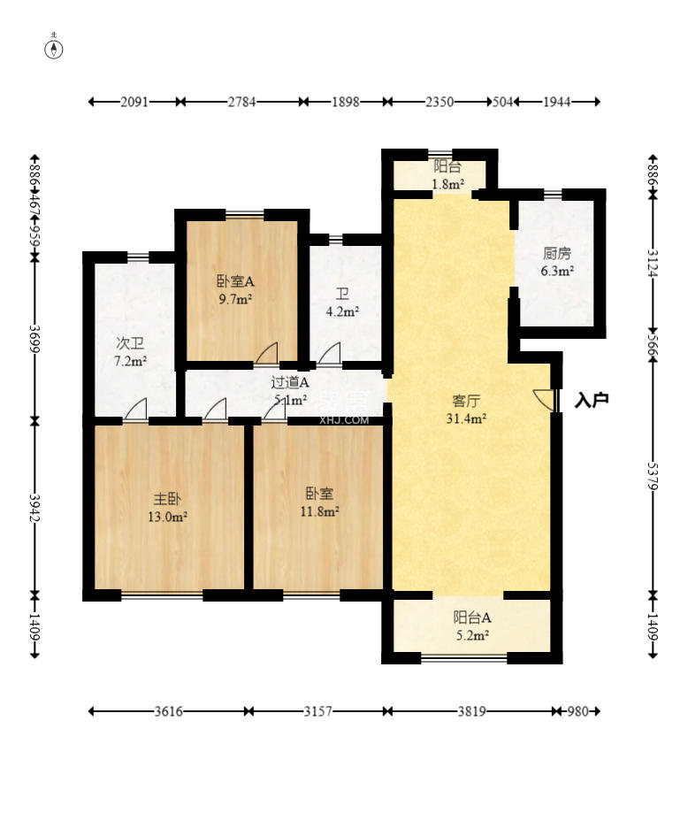 金地艺境 3室2厅2卫 88.0万 金地艺境 3室2厅2卫 88.0万户型图