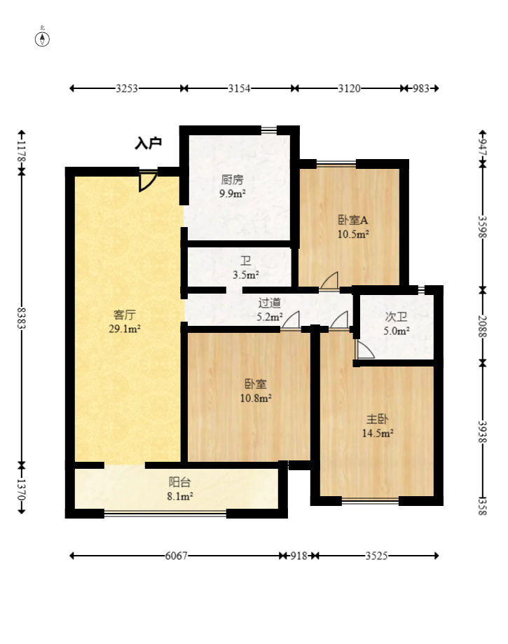 三一街区 3室2厅2卫 76.8万 三一街区 3室2厅2卫 76.8万户型图