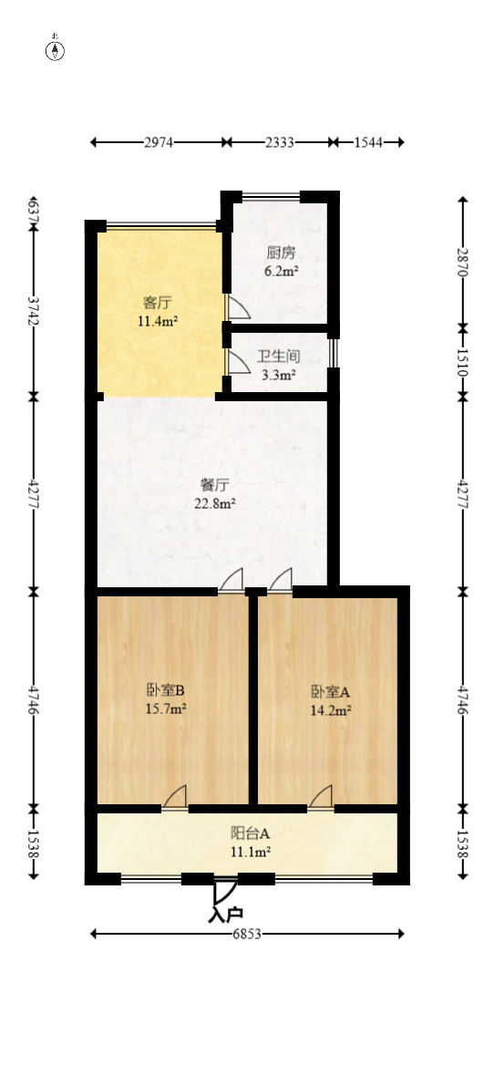 金科园  2室2厅1卫   72.00万室内图1