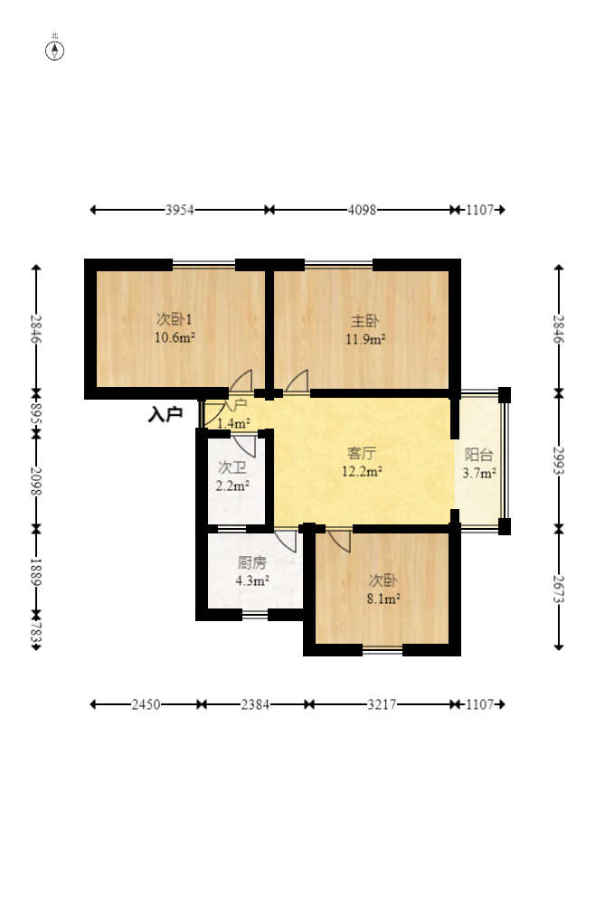 翠玉园(新旧区) 3室2厅1卫 134.0万 翠玉园(新旧区) 3室2厅1卫 134.0万户型图