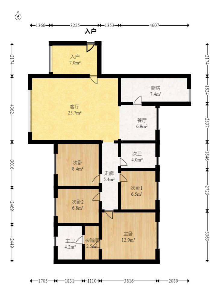 金碧文华 4室2厅2卫 330.0万 金碧文华 4室2厅2卫 330.0万户型图