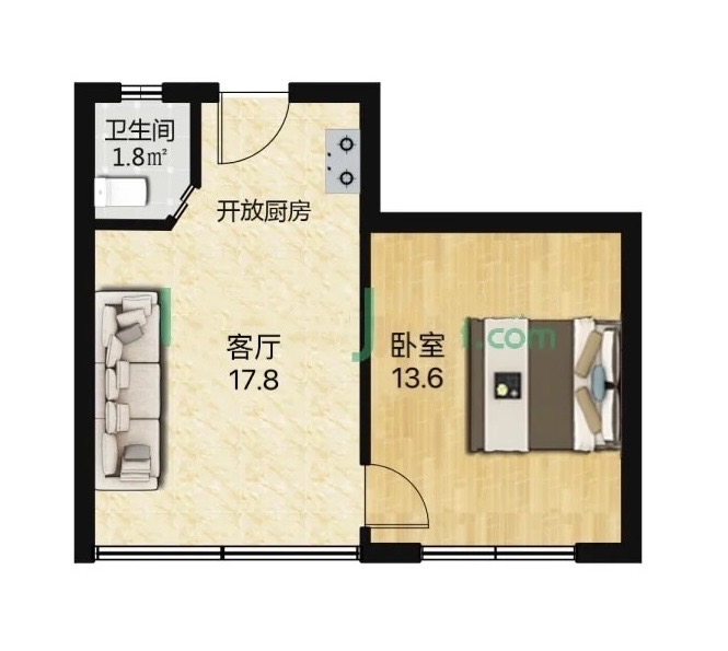柏家塘小区  3室1厅1卫   2400.00元/月户型图