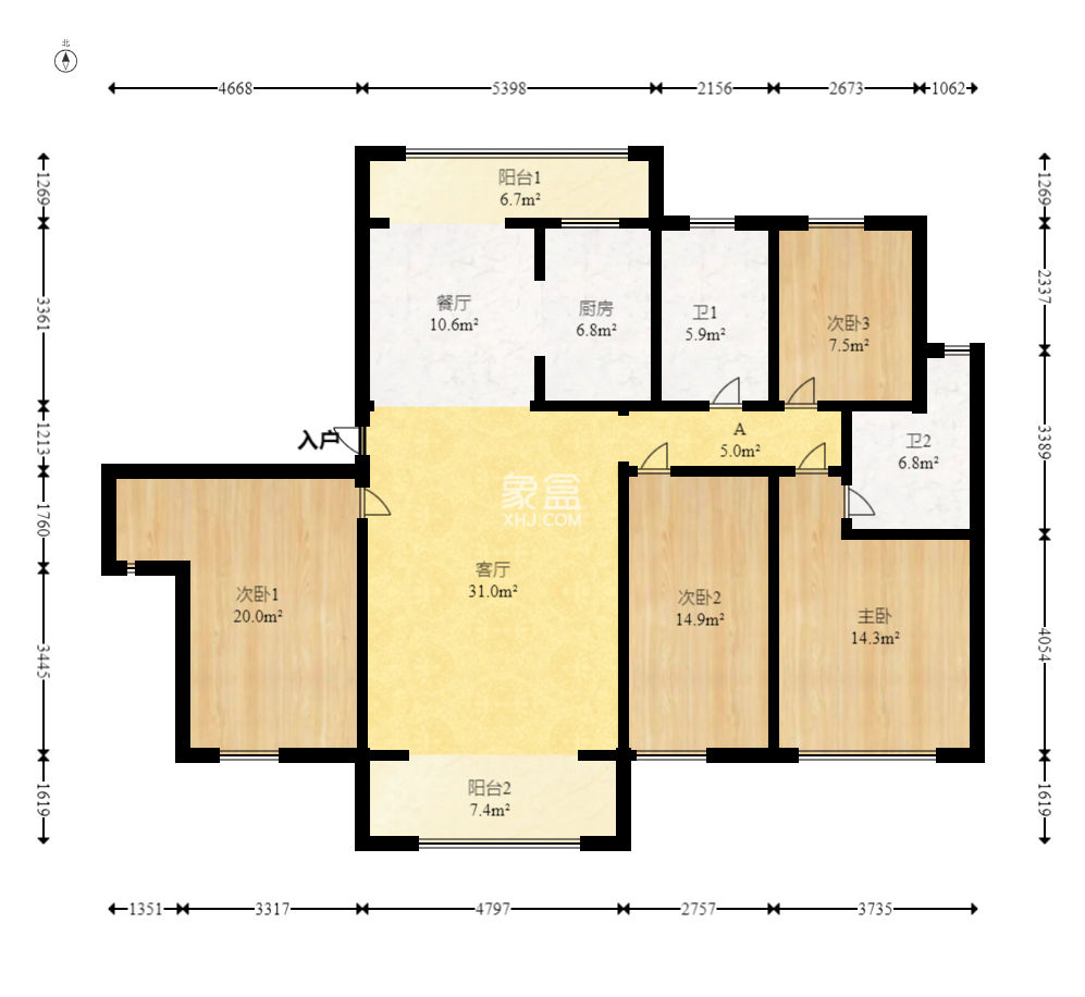 长房星昇公馆  4室2厅2卫   185.00万