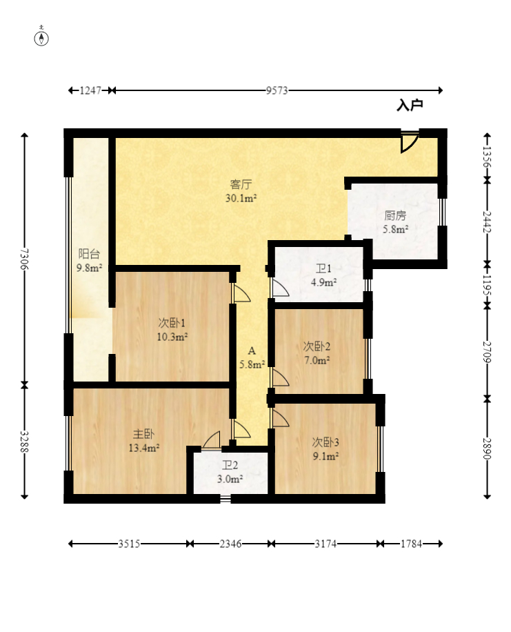 旭辉美的东樾城 4室2厅2卫 115.0万 旭辉美的东樾城 4室2厅2卫 115.0万户型图