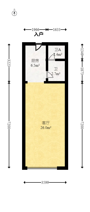 万科魅力之城  1室1厅1卫    18.8万室内图1