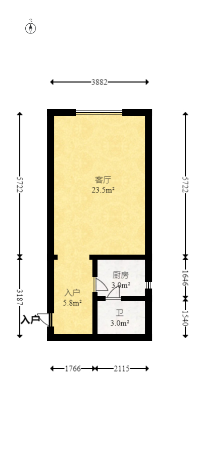 凯通国际城（凯通朝庭）  1室1厅1卫   36.80万室内图1