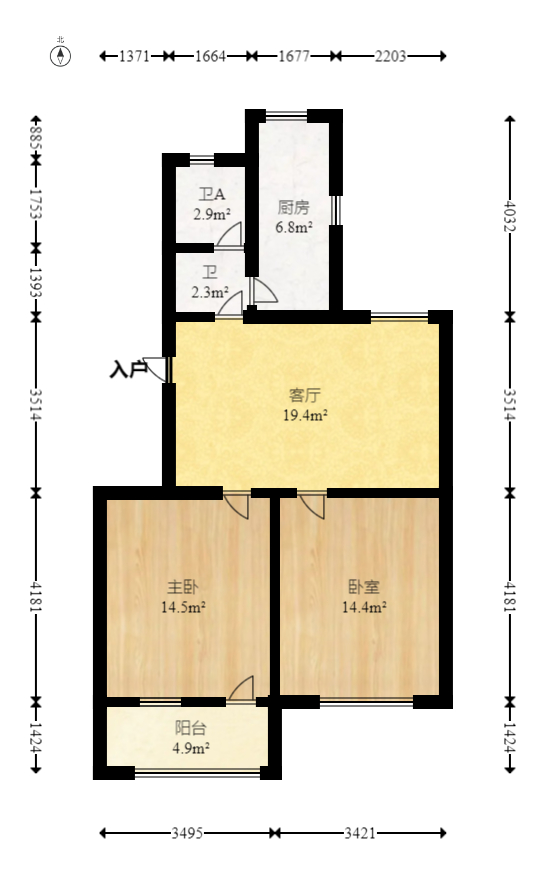 湖南省农业厅  2室2厅2卫   70.50万室内图1