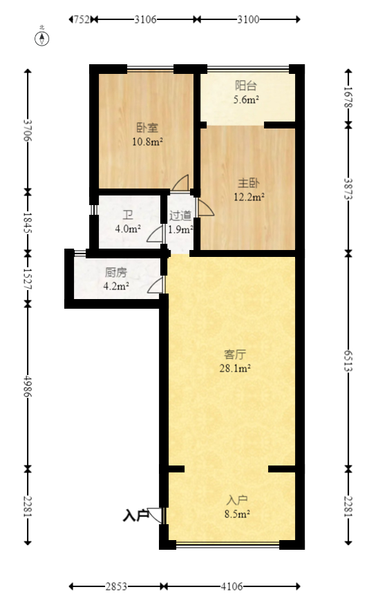 五一大道202(中环壹世界)  2室2厅1卫    98.0万 五一大道202(中环壹世界)  2室2厅1卫    98.0万户型图