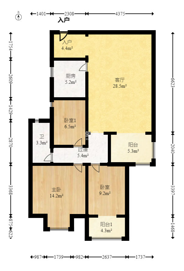 凯通国际城（凯通朝庭）  3室2厅1卫    96.0万