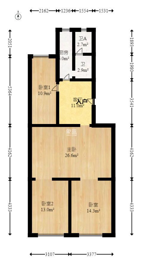 物资厅宿舍（五一大道）  3室2厅1卫   38.80万