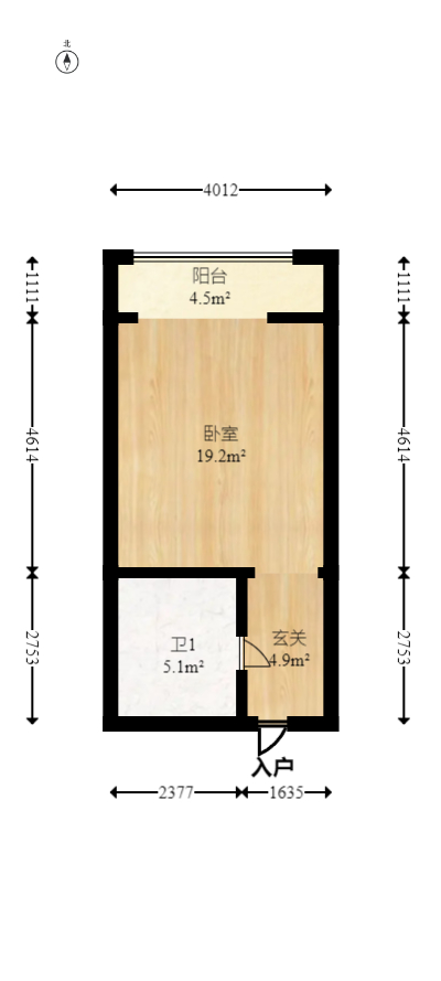 江山帝景哈佛  1室1厅1卫    39.0万室内图1