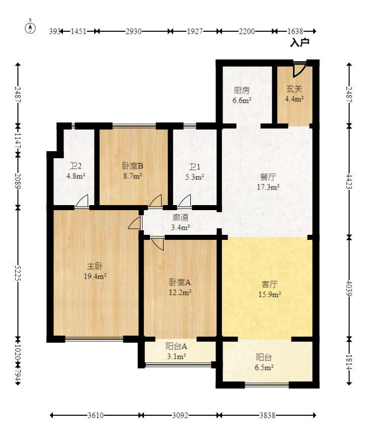 中海国际三期 3室2厅2卫 82.8万 中海国际三期 3室2厅2卫 82.8万户型图