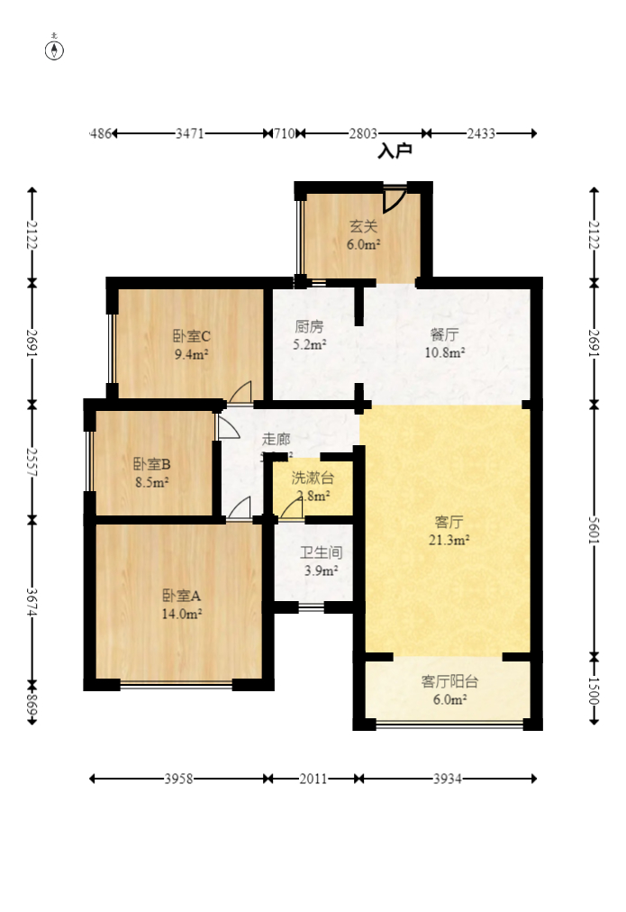 中建芙蓉嘉苑 3室2厅1卫 105.0万 中建芙蓉嘉苑 3室2厅1卫 105.0万户型图