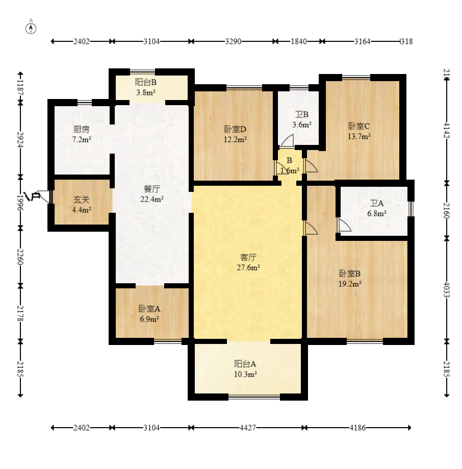 藏珑湖上国际花园 4室2厅2卫 138.0万 藏珑湖上国际花园 4室2厅2卫 138.0万户型图