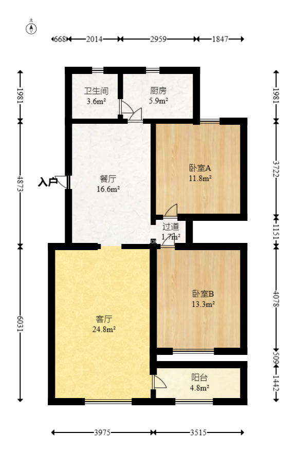 茅亭子  2室2厅1卫   95.00万