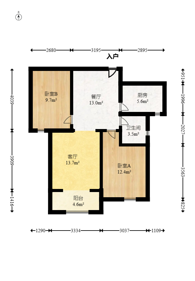 丽发新城  2室2厅1卫   52.80万室内图1