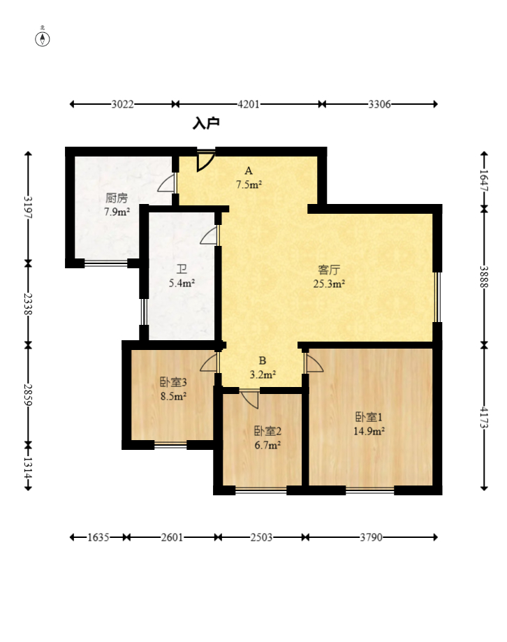童话里 3室2厅1卫 92.0万 童话里 3室2厅1卫 92.0万户型图