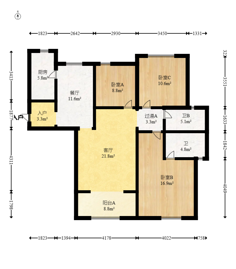 中建嘉和城  3室2厅2卫   105.00万室内图1