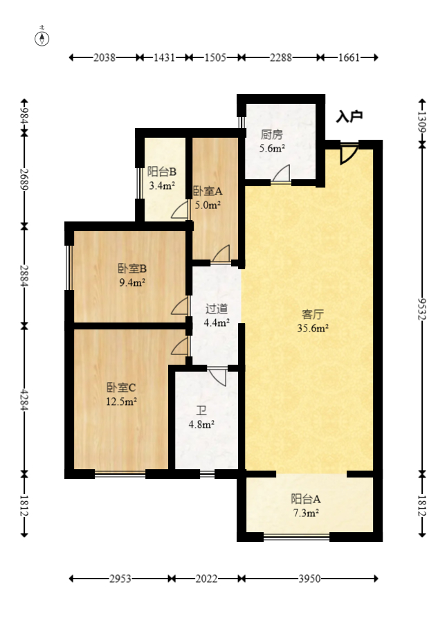 中建嘉和城  3室2厅1卫   85.00万室内图1