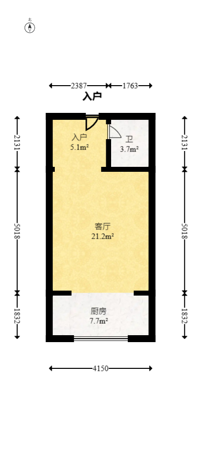 宏聚地中海  2室2厅1卫   50.00万室内图1