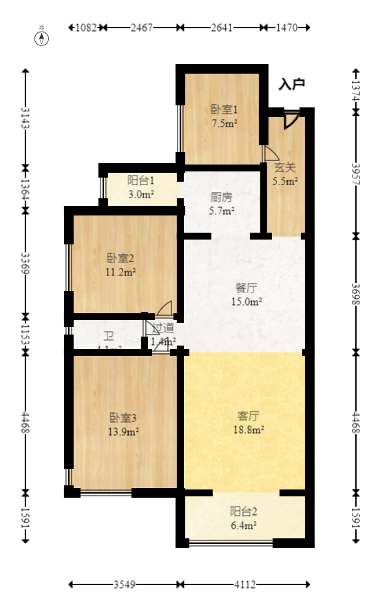 润和之悦(金泽园) 3室2厅1卫 61.8万 润和之悦(金泽园) 3室2厅1卫 61.8万户型图
